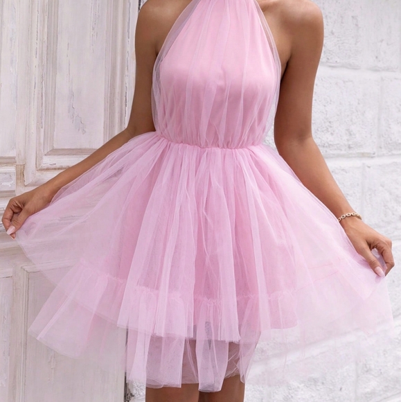 Ethereal Enchantment Halter Mesh Mini - Pink - Picture 6 of 7